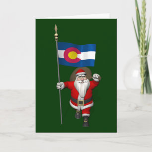 Santa Claus With Ensign Of Colorado Feiertagskarte