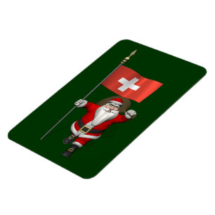 Santa Claus With Ensign Of Switzerland Magnet