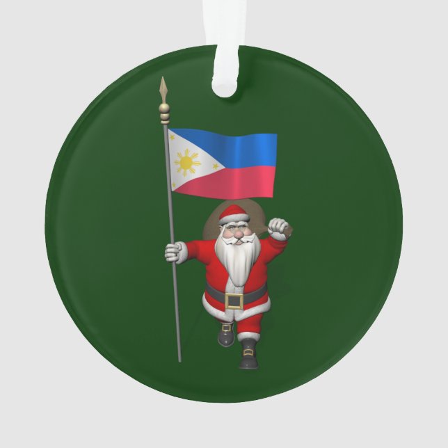 Santa Claus With Ensign Of The Philippinen Ornament (Rückseite)