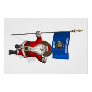 Santa Claus With Ensign Poster