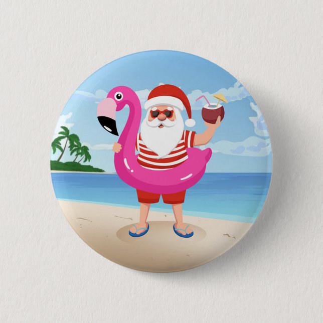 Santa Claus with flamingo Button (Vorderseite)