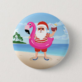 Santa Claus with flamingo Button