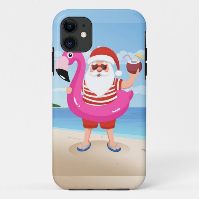 Santa Claus with flamingo Case-Mate iPhone Hülle (Rückseite)