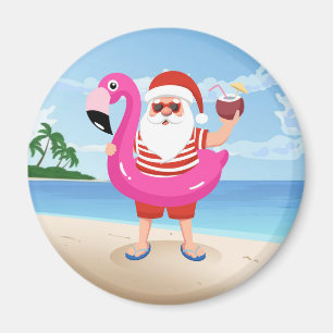 Santa Claus with flamingo Magnet