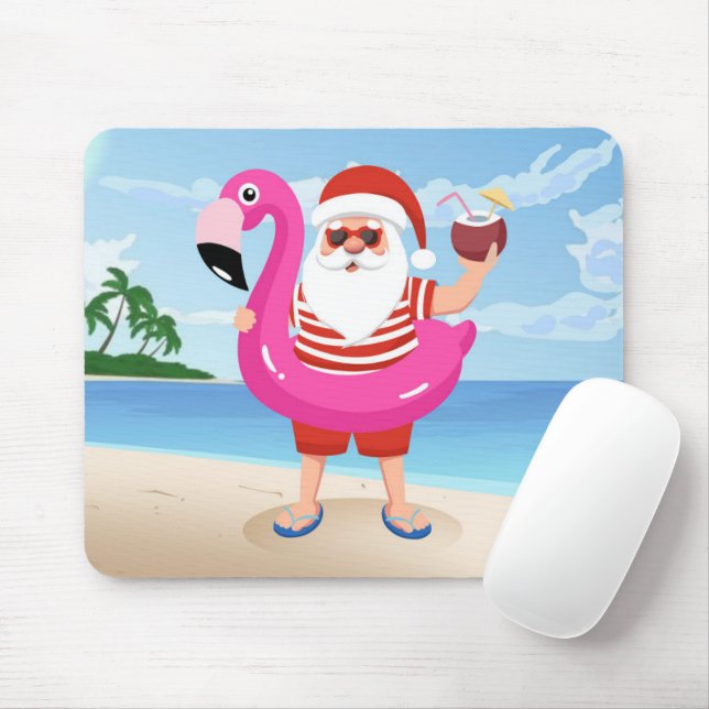 Santa Claus with flamingo Mousepad (Mit Mouse)