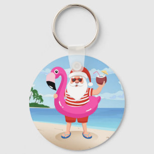 Santa Claus with flamingo Schlüsselanhänger