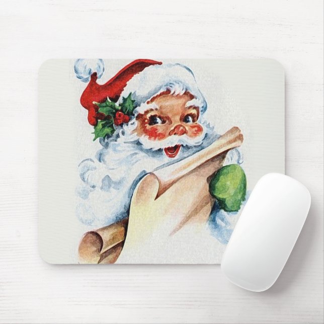Santa Claus with his Christmas list scroll Mousepad (Mit Mouse)
