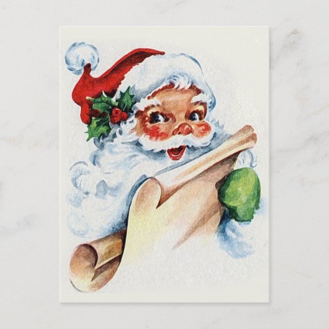 Santa Claus with his Christmas list scroll Postkarte (Vorderseite)