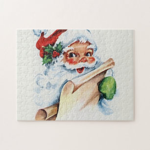 Santa Claus with his Christmas list scroll Puzzle