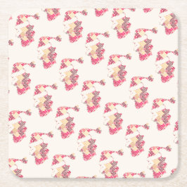 Santa Claus Word Cloud Ho Typografy Red White Rechteckiger Pappuntersetzer