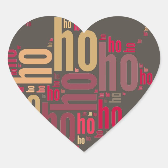 Santa Claus wordcloud Ho Ho Ho Herz-Aufkleber (Vorderseite)