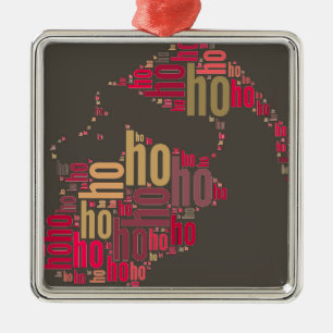 Santa Claus wordcloud Ho Ho Ho Ornament Aus Metall