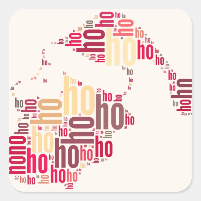 Santa Claus wordcloud Ho Ho Ho Quadratischer Aufkleber (Vorderseite)
