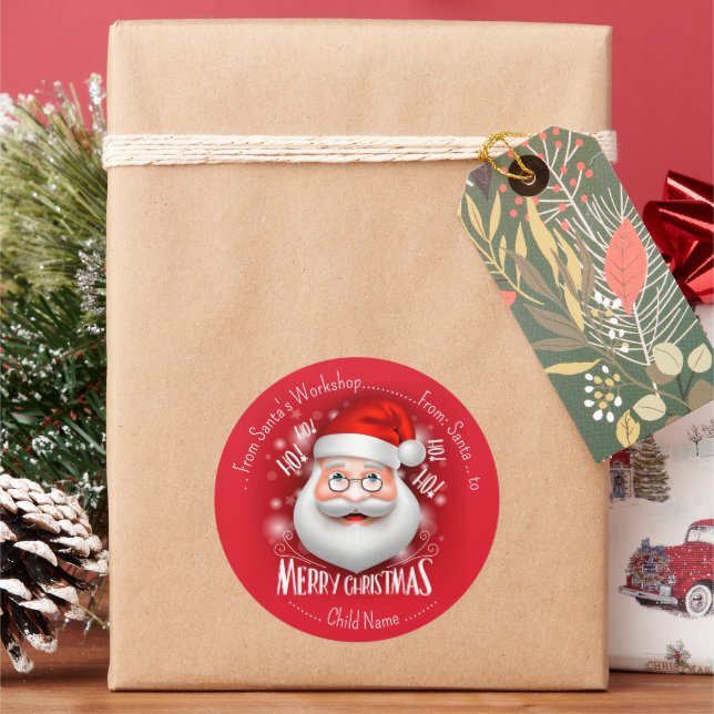 Santa Claus Workshop Frohe Weihnachten Runder Aufkleber (Feiertag)