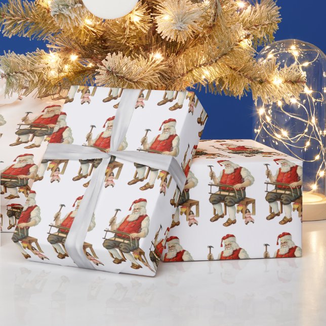 Santa Claus Workshop Spielzeug Schlitten machen Geschenkpapier (Feiertage)