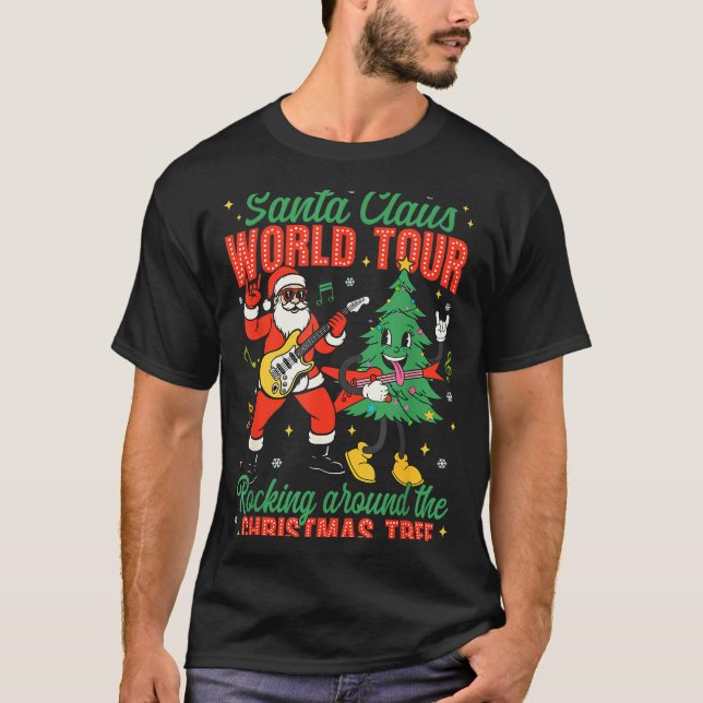 Santa Claus World Tour Rocking Around The Christma T-Shirt (Vorderseite)