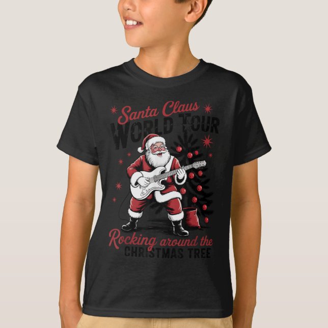 Santa Claus World Tour Rocking Around The Christma T-Shirt (Vorderseite)