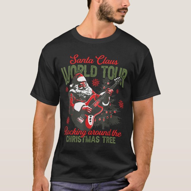 Santa Claus World Tour Rocking Around The Christma T-Shirt (Vorderseite)