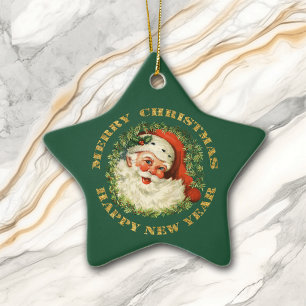 Santa Claus Wreath Keramikornament