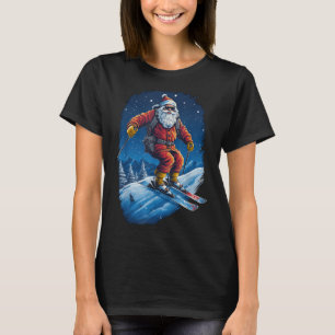 Santa Claus Zerstört Die Hänge Santa Skifahren Chr T-Shirt