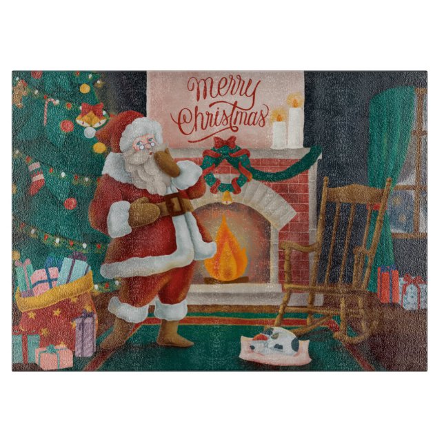 Santa Clause am offenen Feuer Schneidebrett (Vorderseite)