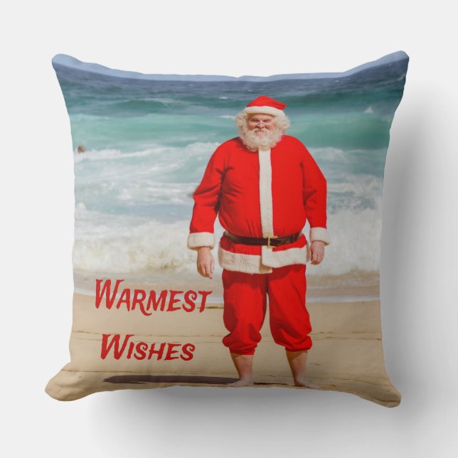 Santa Clause am Strand Warmest wünscht einen sonni Kissen (Vorderseite)