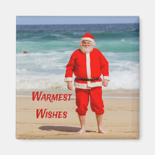 Santa Clause am Strand Warmest wünscht einen sonni Magnet