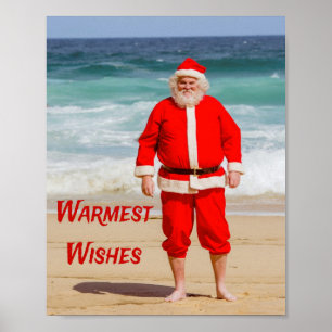 Santa Clause am Strand Warmest wünscht einen sonni Poster