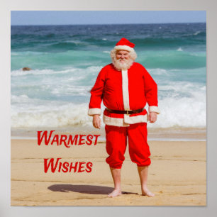 Santa Clause am Strand Warmest wünscht einen sonni Poster