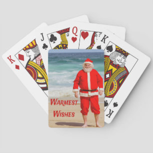 Santa Clause am Strand Warmest wünscht einen sonni Spielkarten