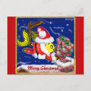 Santa Clause Fish - lustige niedliche Weihnachtsfe Feiertagspostkarte