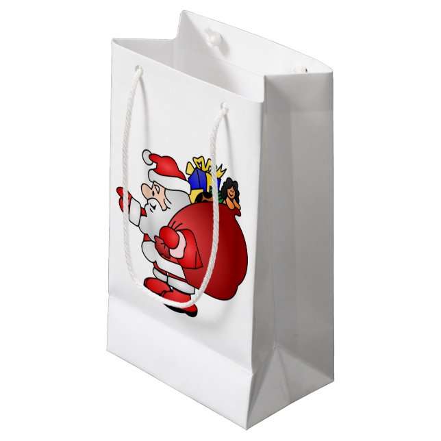 Santa Clause Gloss Geschenktasche Kleine Geschenktüte (Vorderseite Schrägansicht)