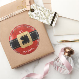 Santa Clause kommt in die Stadt Runder Aufkleber