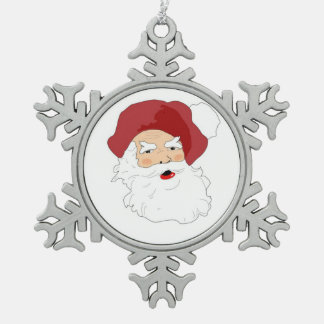 Santa Clause Pewter Snowflake Ornament