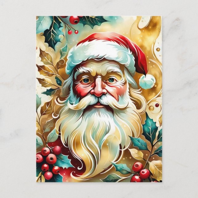 Santa Clause Portrait Feiertagspostkarte (Vorderseite)