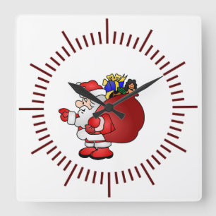 Santa Clause Quadratische Wanduhr