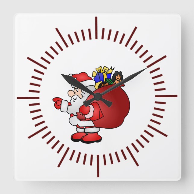 Santa Clause Quadratische Wanduhr (Vorderseite)
