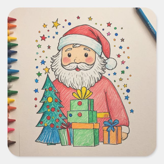 Santa Clause Quadratischer Aufkleber (Vorderseite)