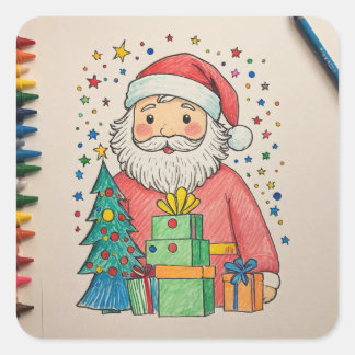 Santa Clause Quadratischer Aufkleber