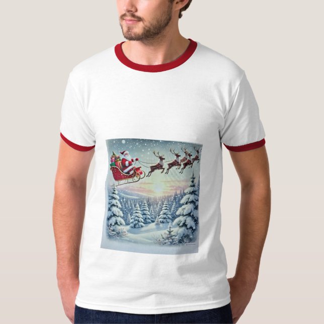 Santa Clause Rain Deer T Shirt (Vorderseite)