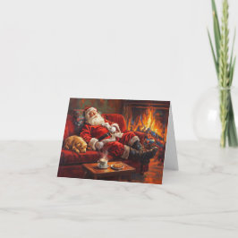 Santa Clause Resting Folded Holiday Card Feiertagskarte