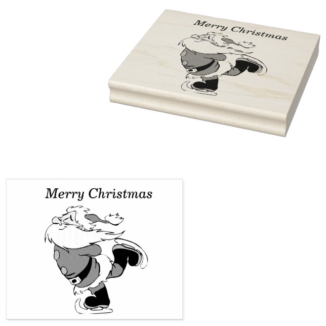 Santa Clause Skaten 4x5 Gummi-Briefmarke Gummistempel (Stempel)