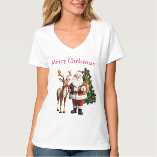 Santa Clause und Rudolf die Rentiere mit roter Nas T-Shirt