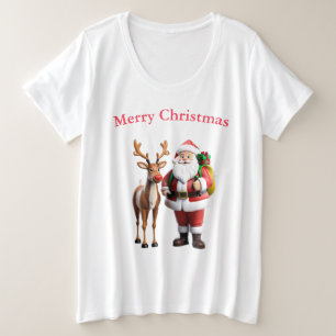 Santa Clause und seine Rentiere Große Größe T-Shirt