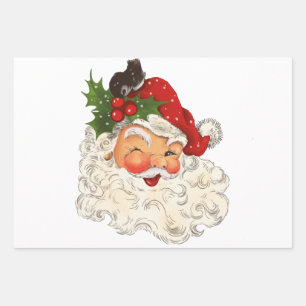 Santa Clause Vintag antikes Retro-Dekoupieren Geschenkpapier Set