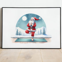 Santa Clause Yoga Workout Wasserfarbe