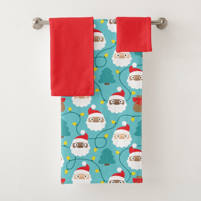 Santa Clauses Muster Badhandtuch Set (Insitu)