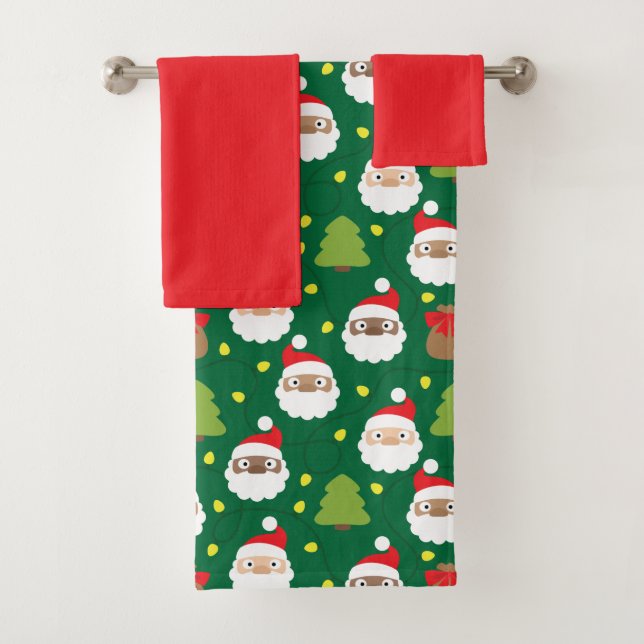 Santa Clauses Muster Badhandtuch Set (Insitu)