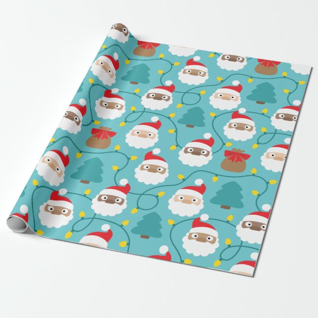 Santa Clauses Muster Geschenkpapier (Ungerollt)