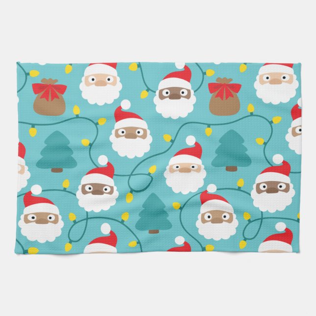 Santa Clauses Muster Geschirrtuch (Horizontal)